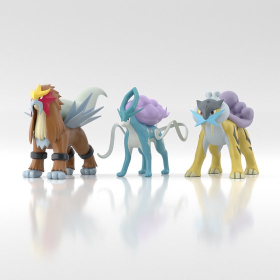 伝説のポケモン“ライコウ＆エンテイ＆スイクン”が1/20スケールの食玩