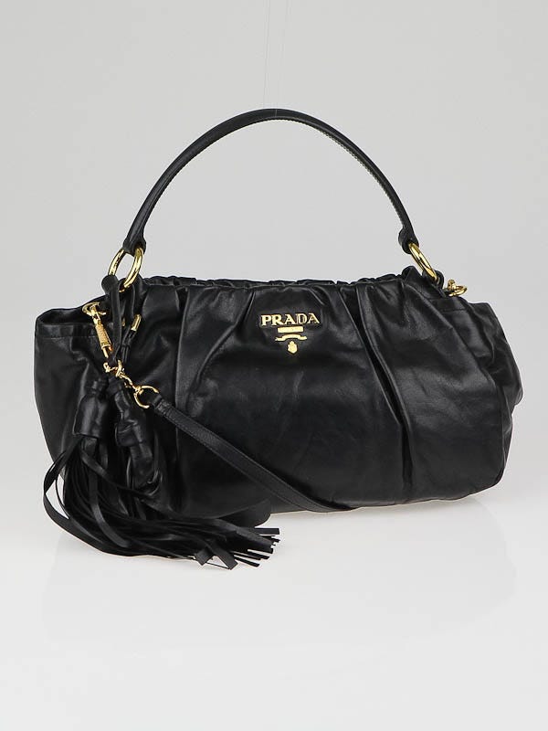 Prada Black Leather Dressy New Look Satchel Bag BN1647 | Yoogi's