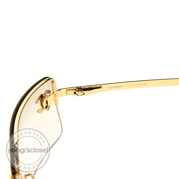 Chanel Gold Frameless Tinted Sunglasses 4104 | Yoogi's Closet