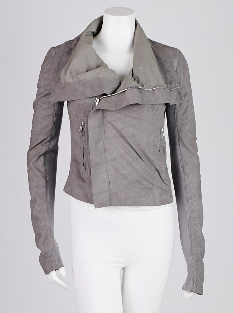 Rick Owens Tear Blister Lambskin Leather Biker Jacket Size 6/40