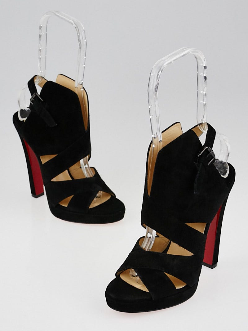 Christian Louboutin Black Suede Apron Lili 120 Cutout Platform