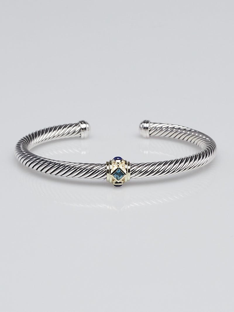 David Yurman 5mm Sterling Silver and 14k Gold with Blue Topaz and