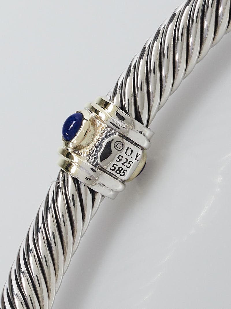David Yurman 5mm Sterling Silver and 14k Gold with Blue Topaz and