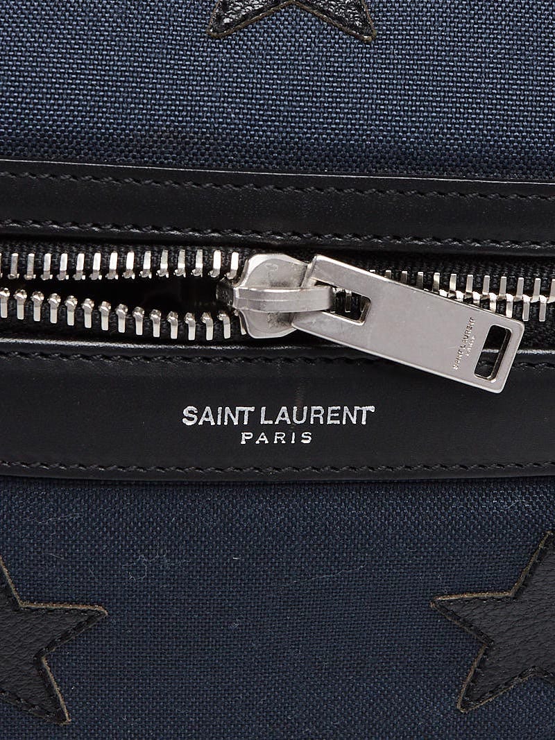 Yves Saint Laurent Navy Blue Canvas Black Leather Star Hunter