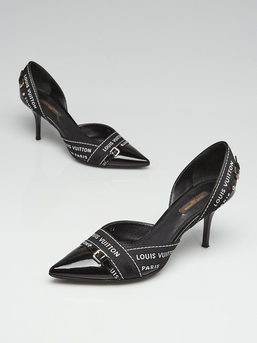 Louis Vuitton Black Patent Leather Lily Open Side Pumps Size 7.5