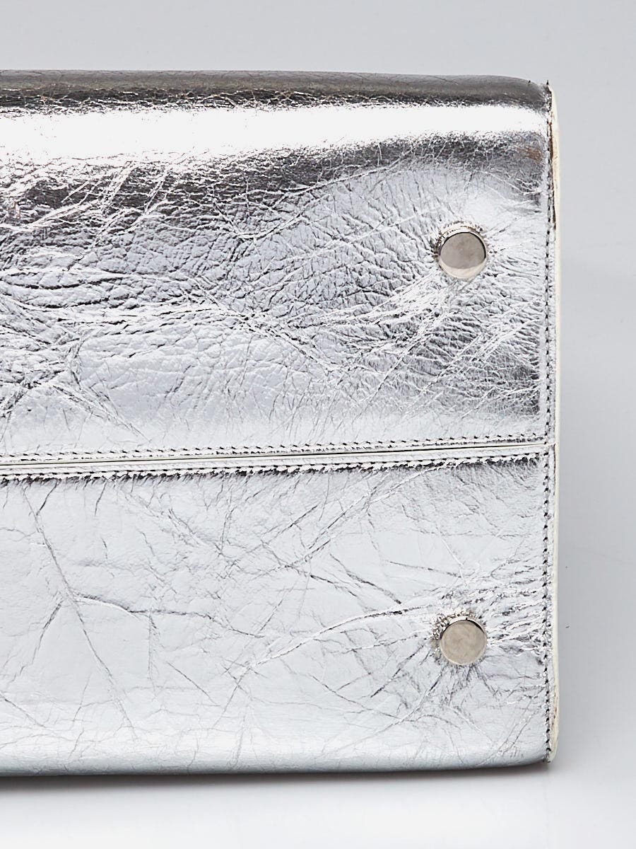 Christian Dior Silver Crinkle Leather Large Diorever Bag | Yoogi's