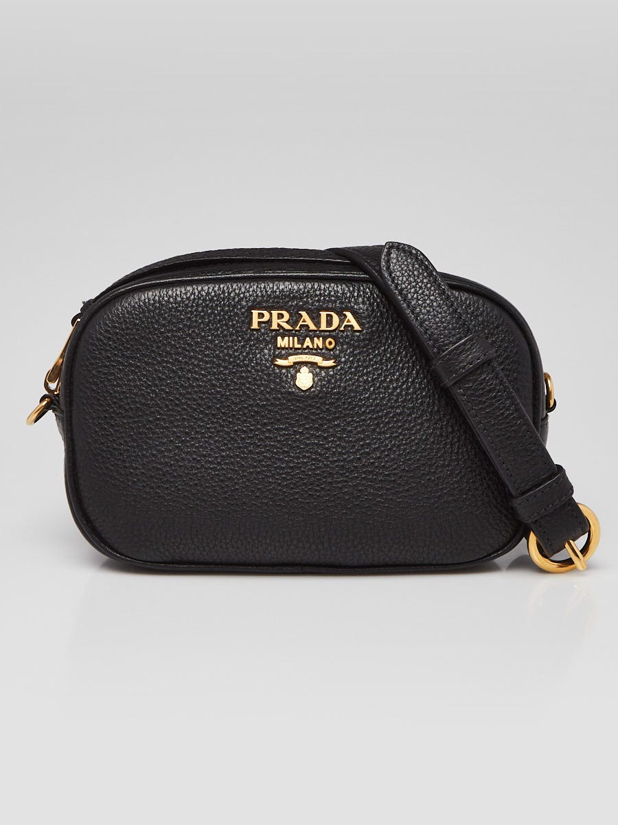 Prada Black Vitello Daino Leather Logo Belt Bag 1BL007 | Yoogi's
