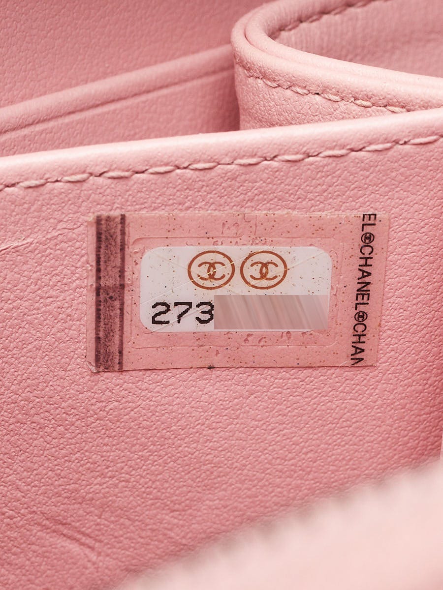 Chanel Pink/White Quilted Caviar Leather Filigree Vanity Clutch