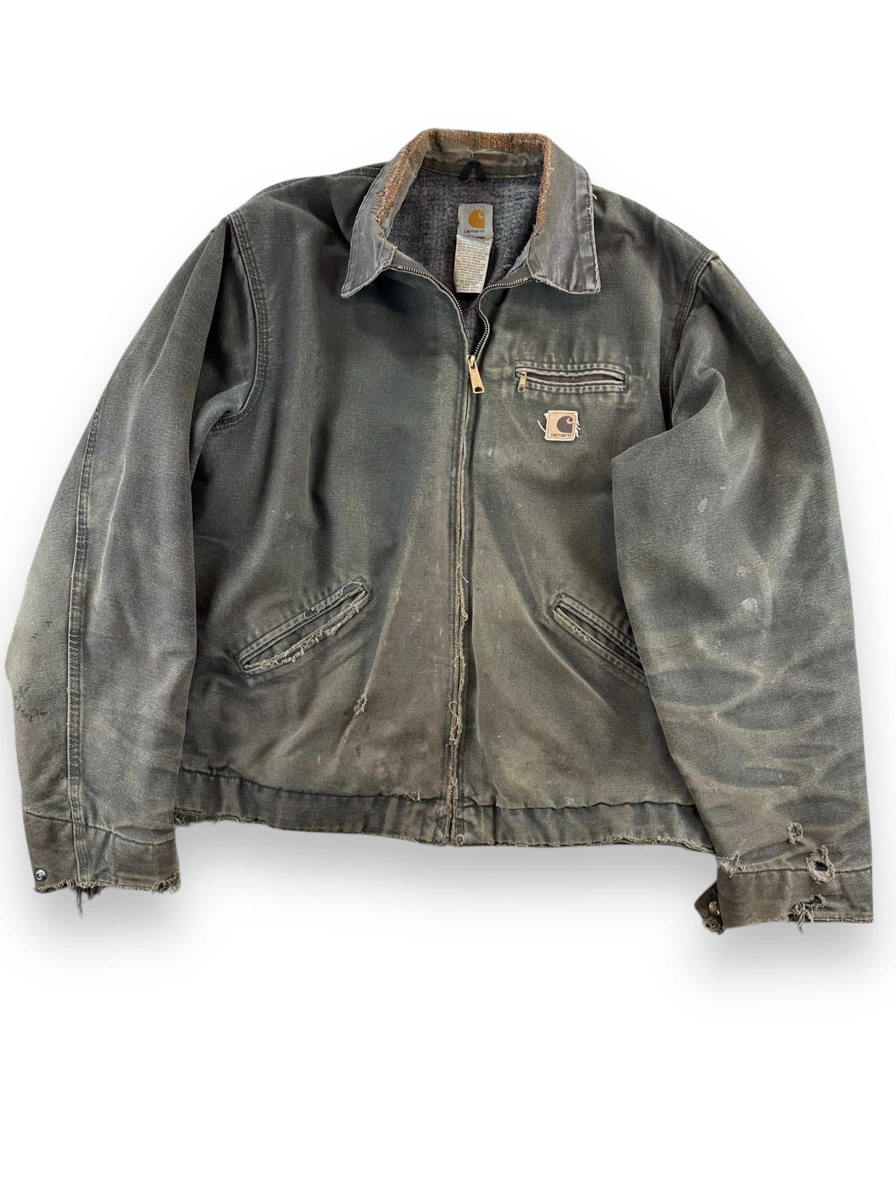 Distressed Repaired Carhartt Detroit Jacket J97 Moss SZ XL Tall