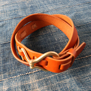 栃木レザー】“STANDARD” Hook Buckle Leather Belt 【Summer Oil