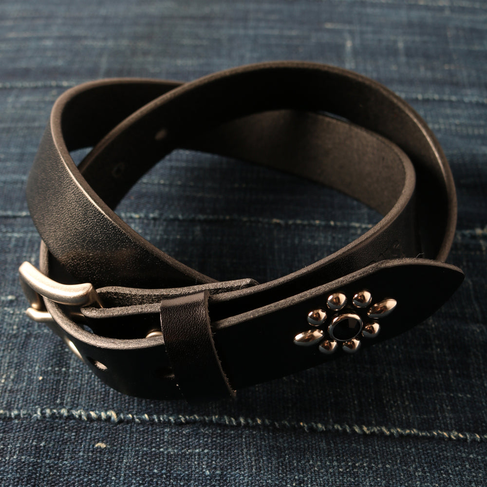 栃木レザー】30mm Leather Studs Belt 【Summer Oil Leather】LE-4343