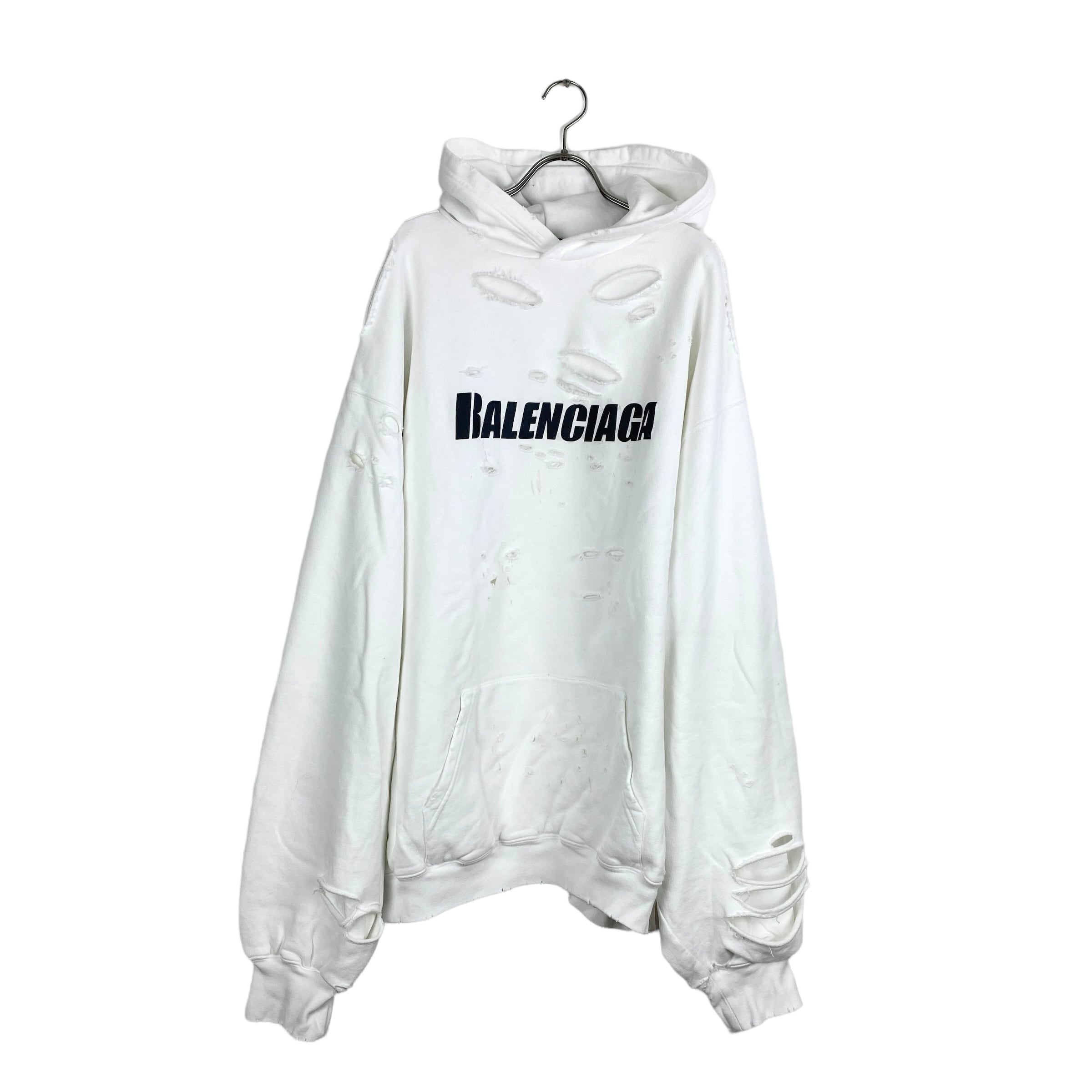 BALENCIAGA(バレンシアガ) CAPS DESTROYED HOODIE (white) | command+enter