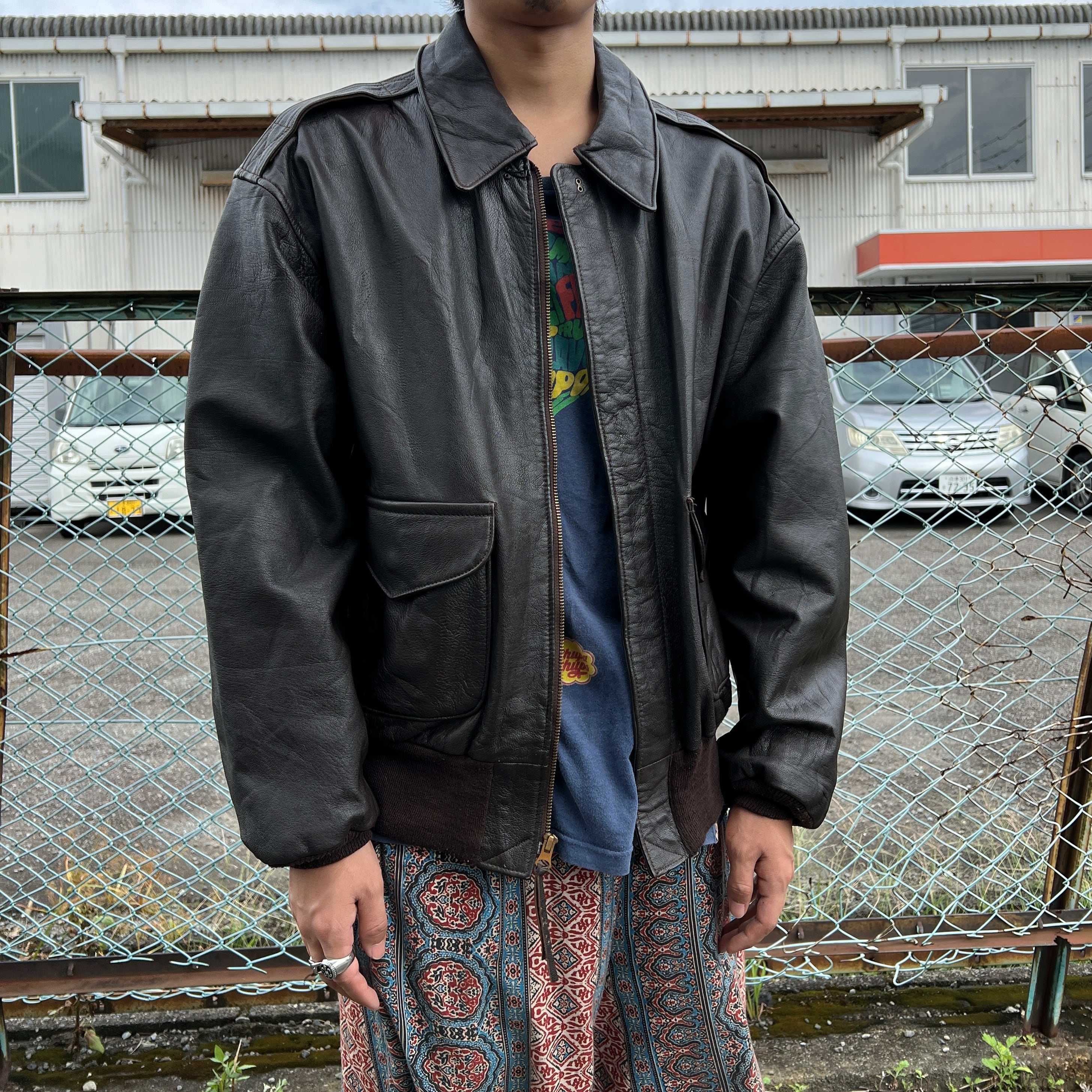 90's AVIREX A-2 TYPE Leather Flight Jacket 90年代 アヴィレックス