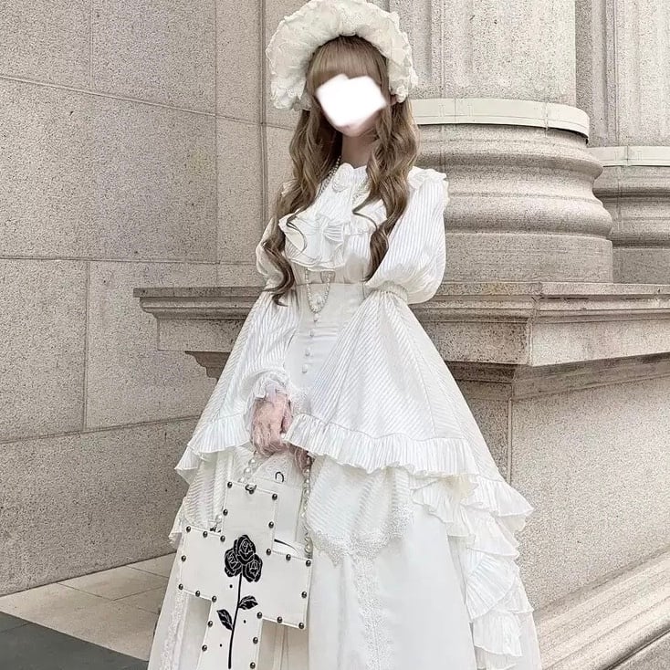 ロリータ 姫袖 ブラウス クラロリ ゴスロリ ハイネック 長袖 2color