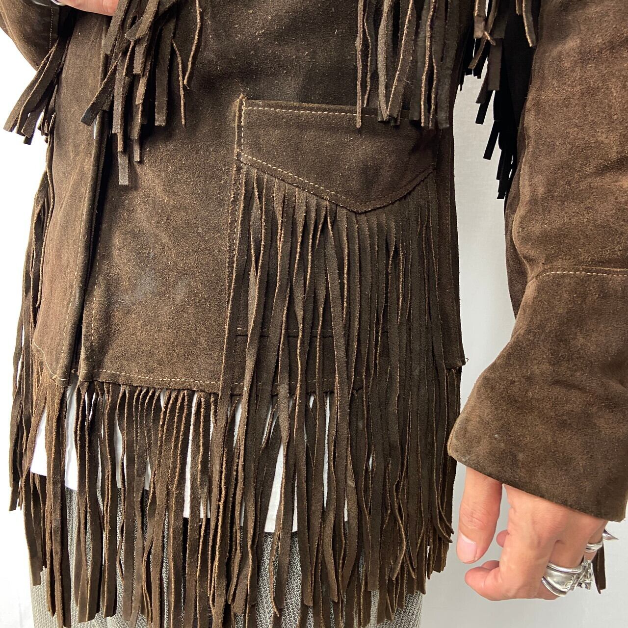 70年代 JO-O-KAY スエードレザー フリンジジャケット メンズM相当