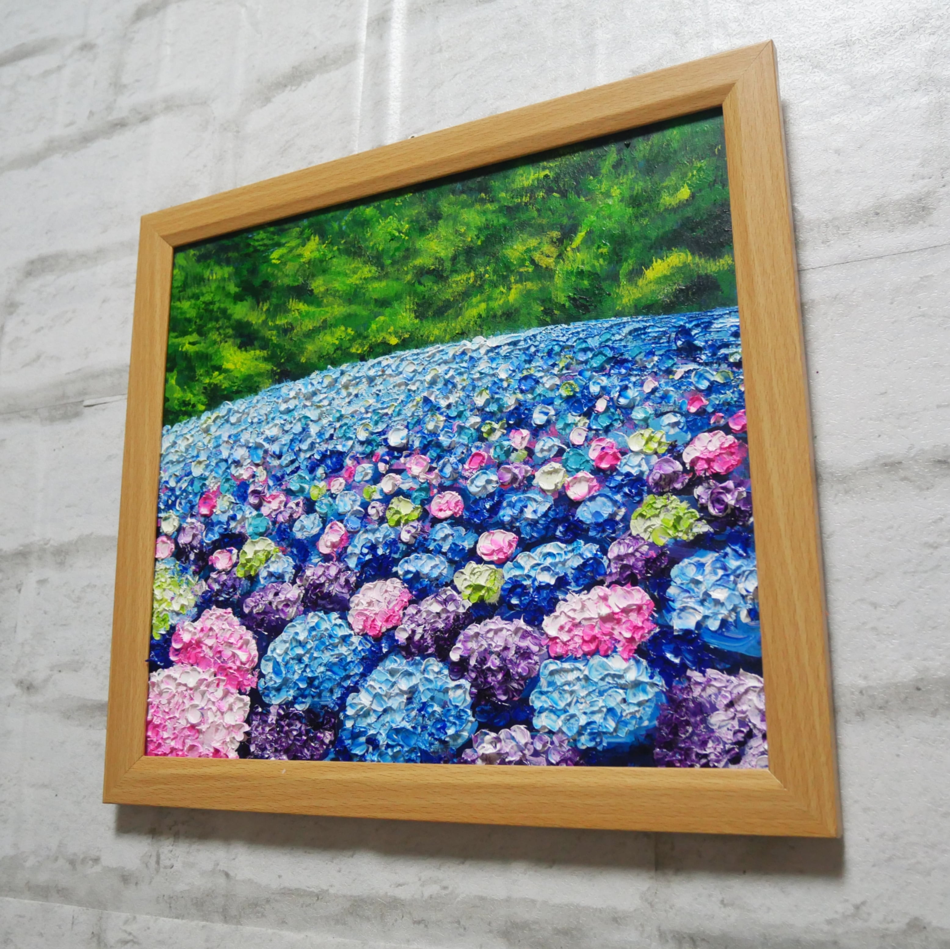 油絵 油彩 油彩画 絵 絵画【紫陽花の池】 | HIROSHI1990