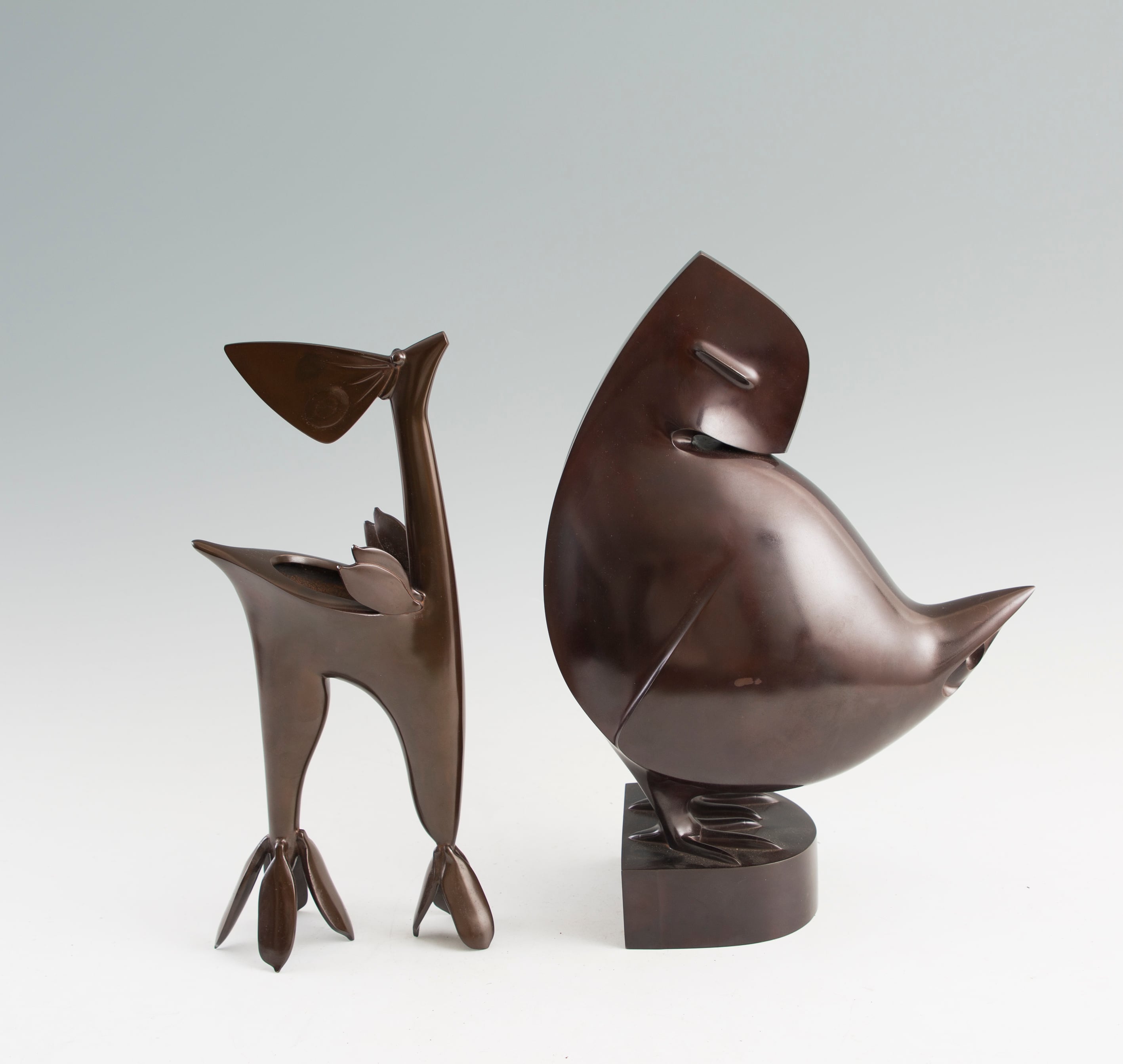 山室源 山室百世 金工 鋳銅 鳥 ブロンズ 銅製 置物 オブジェ モダン