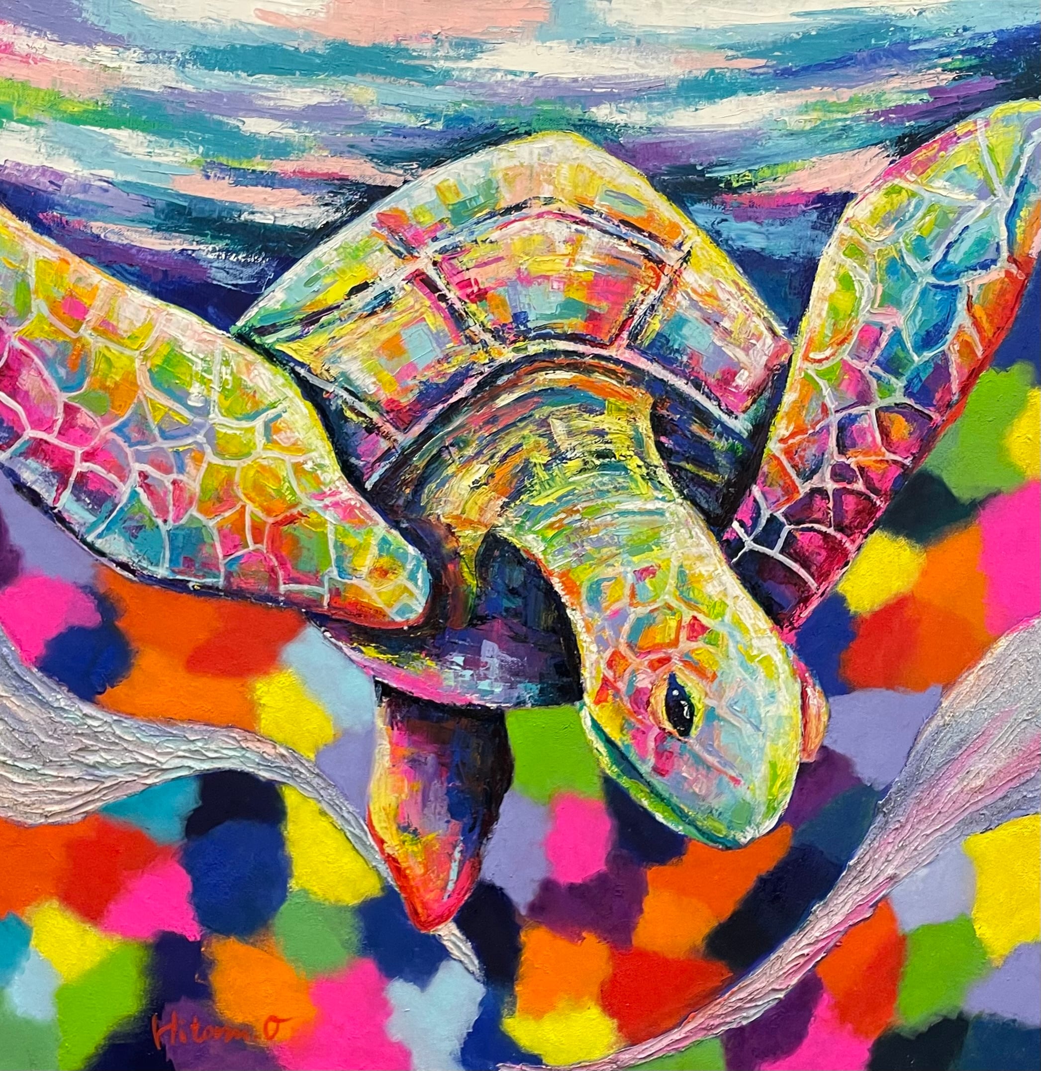 A-50/24】動物画 クラゲ アクリル画 原画 絵画 現代アート キャンバス