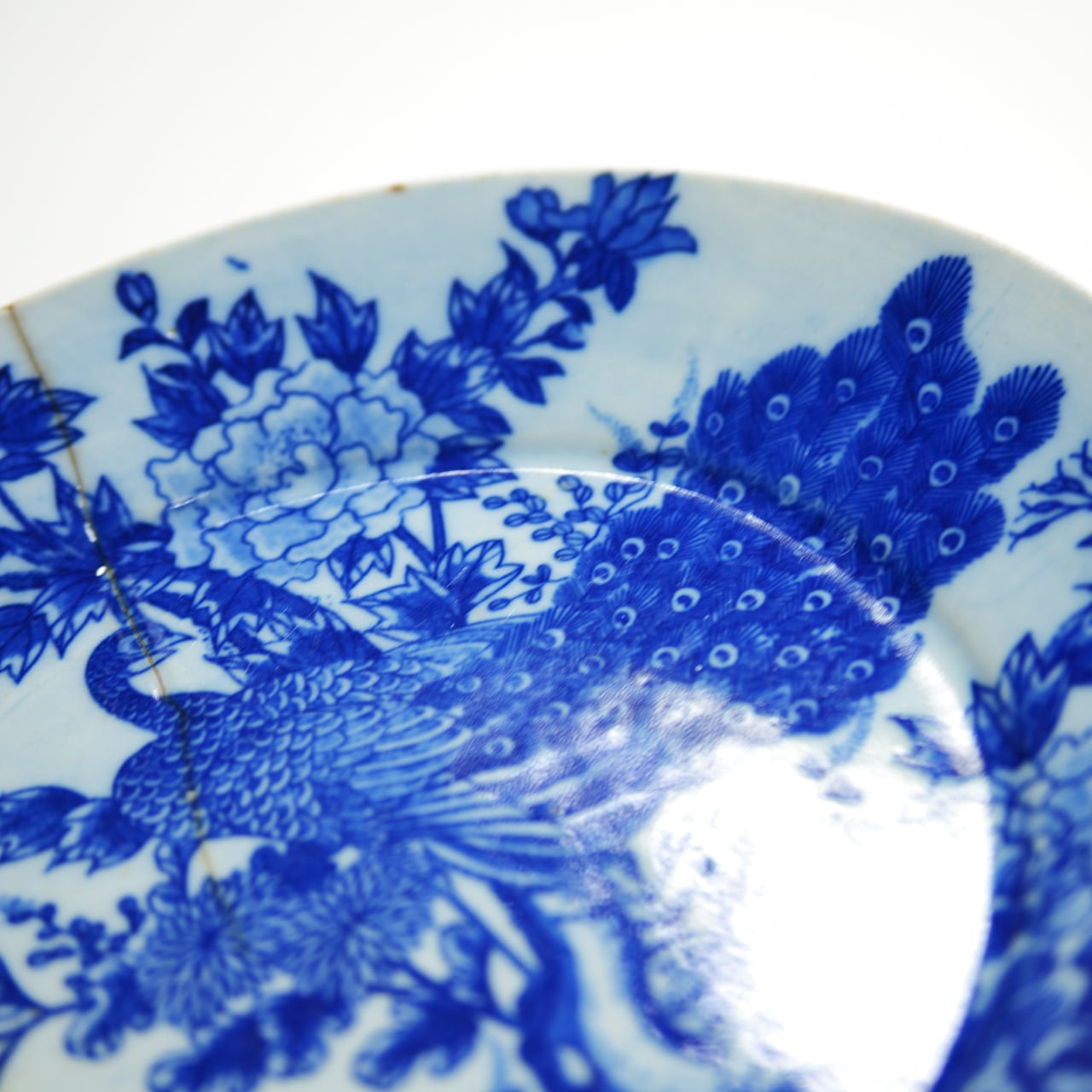 和骨董 染付 大皿 孔雀 【JAPAN】 古伊万里 有田焼 伊万里焼 鍋島焼