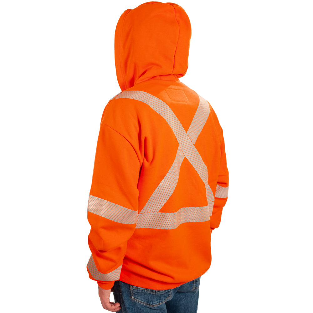 FR Orange Zip-Up Hoodie with Reflective Striping | Made in the USA