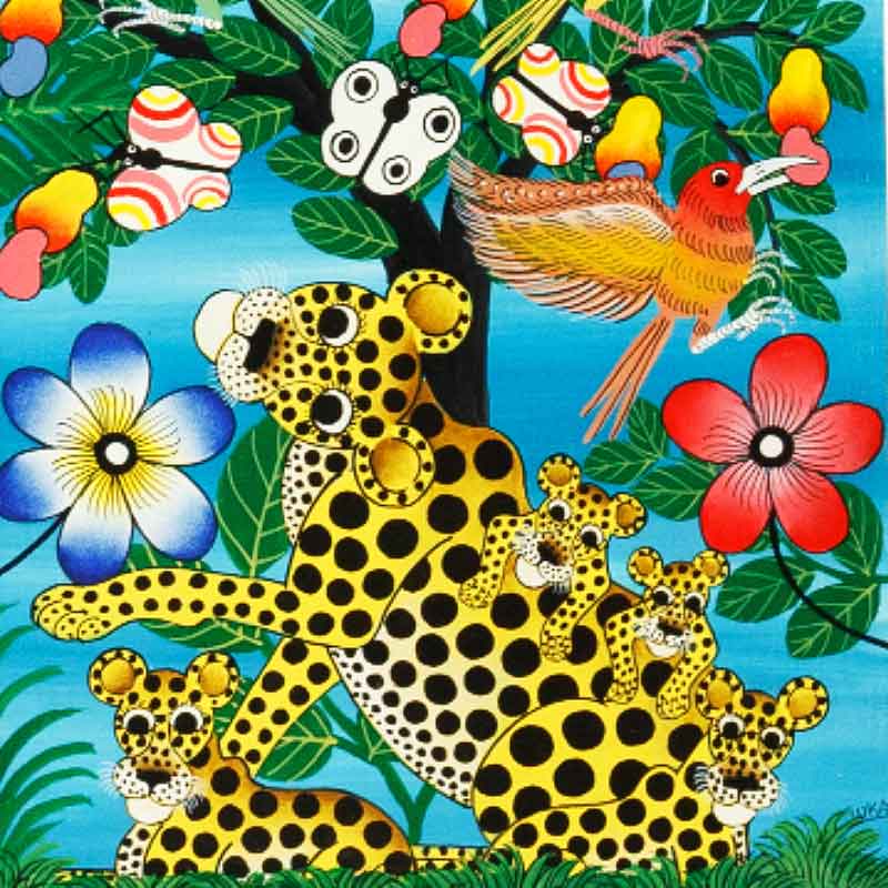 アフリカンアート29 / ヒョウの親子 | ボー・デコール オンラインショップ