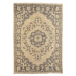 ヴィンテージ風ラグ【試作品】 ウール100％絨毯 [DP02df] ベージュ