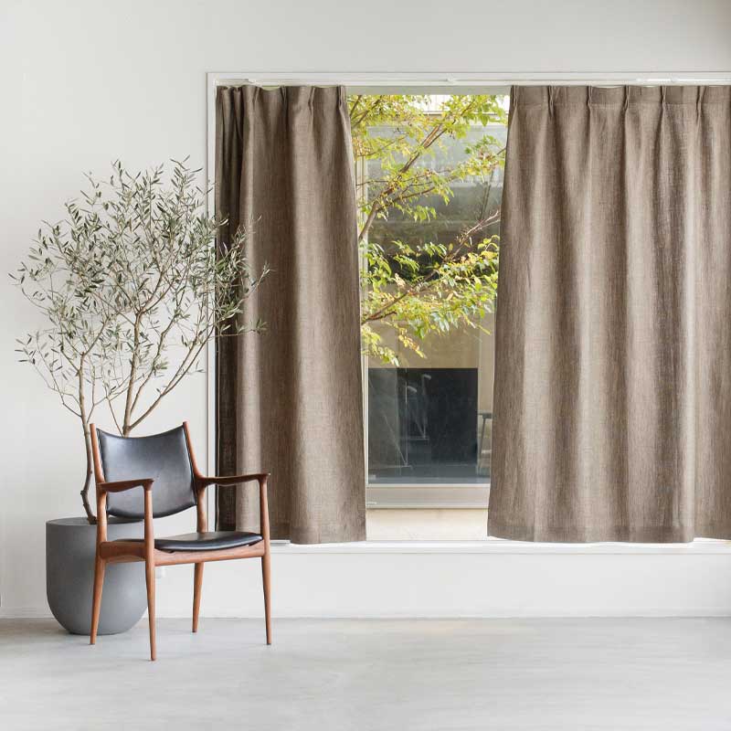 遮光性を高めた透けにくい厚手リネンカーテン [ドレープナチュラル