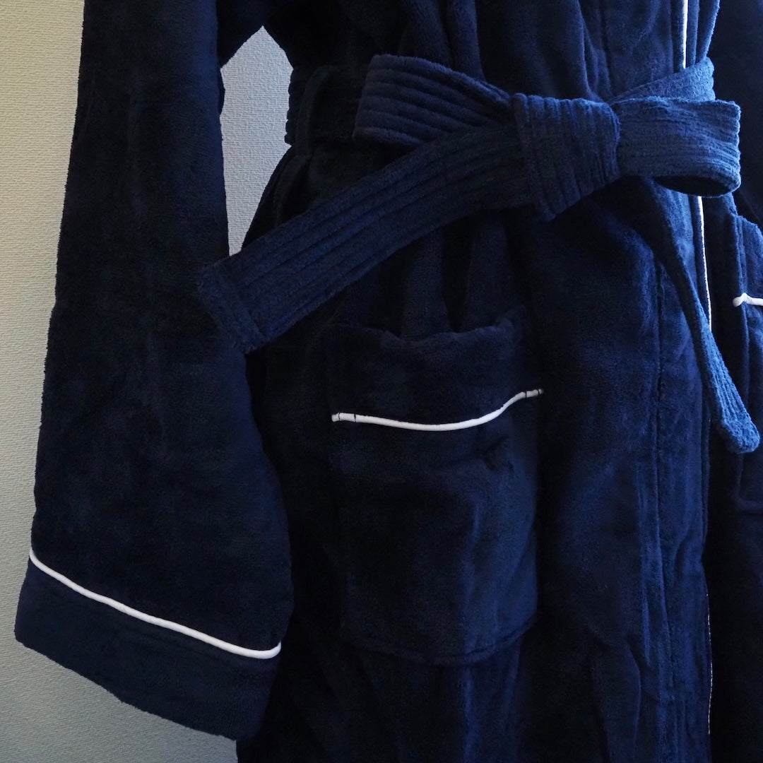 バスローブ（襟付き） | ネイビーブルー | 厚手ベロアタオル地