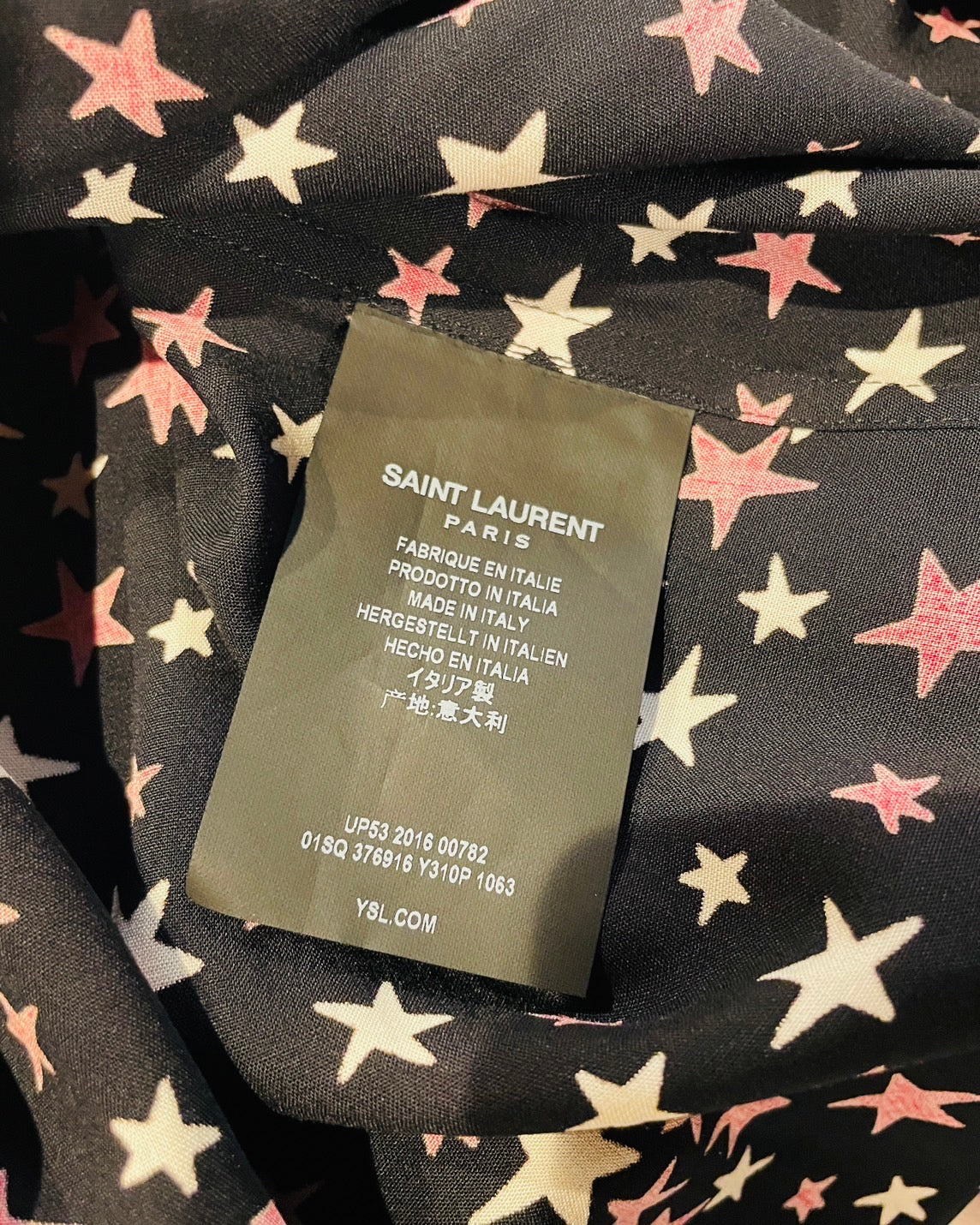 サンローラン シャツ 星柄 長袖 黒