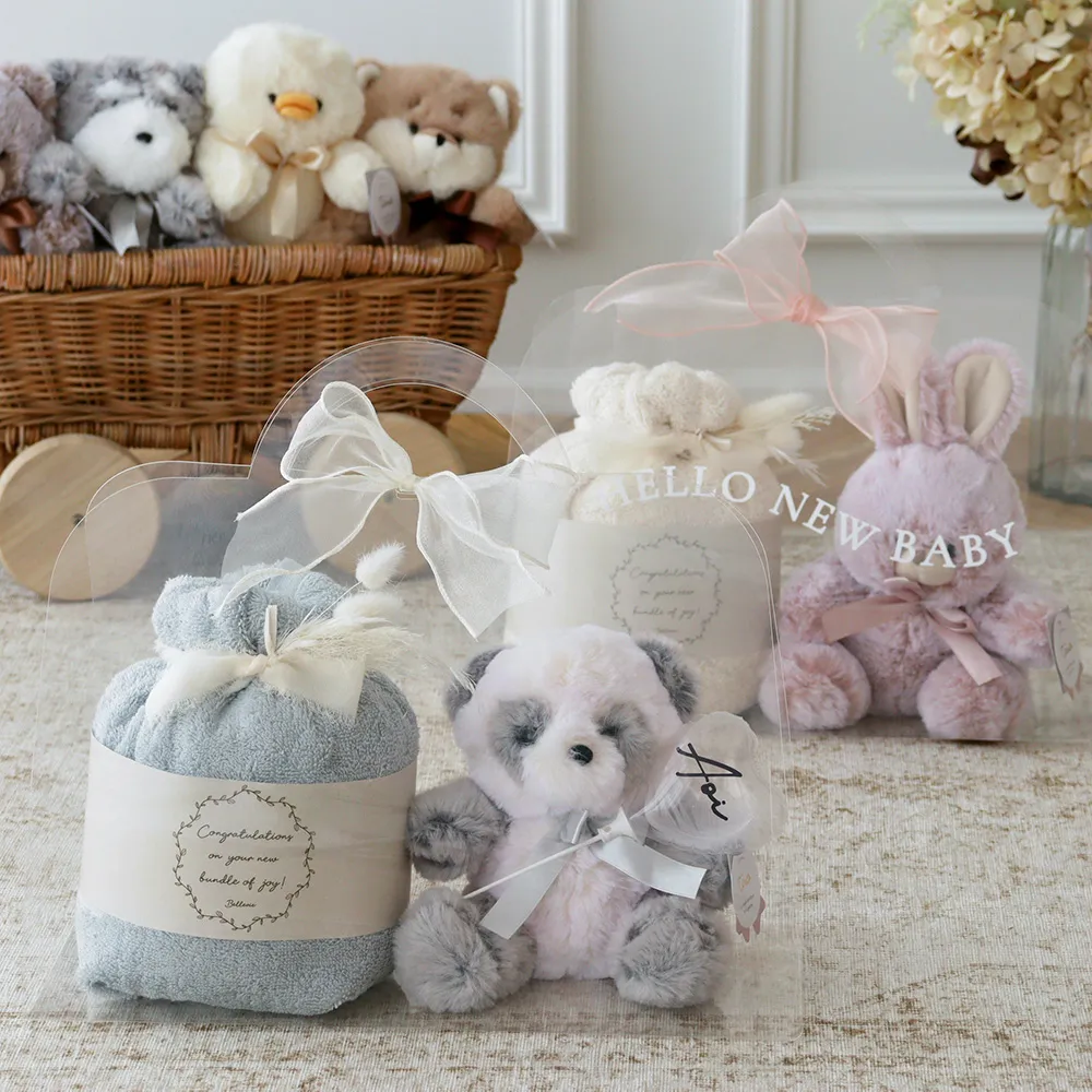 出産祝い】TINOふわぬい おむつケーキ クリアバッグ ギフトセット