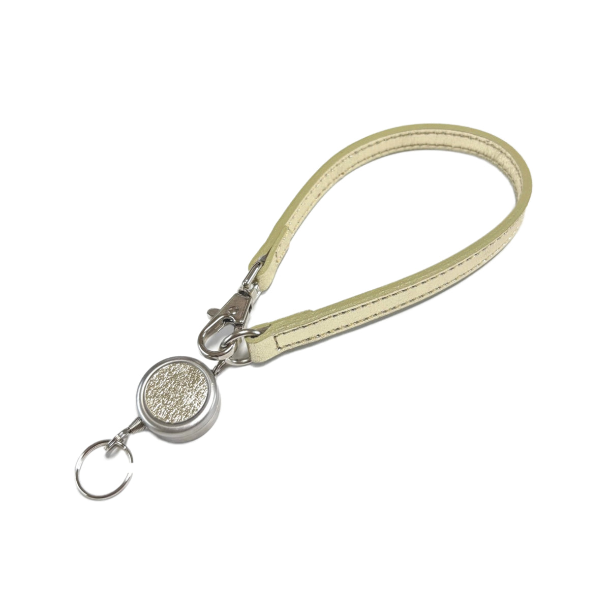 イニシャル刻印で世界に一つだけ イタリアンレザー 伸びるリール付