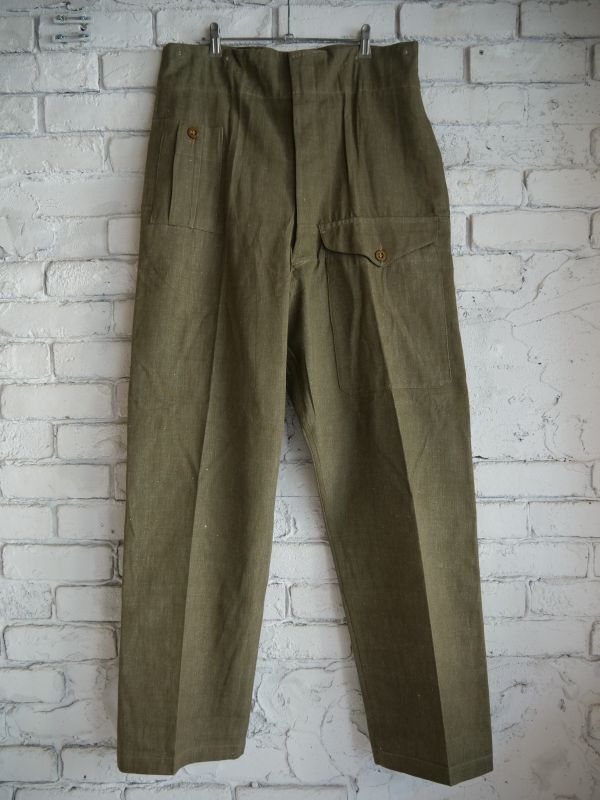 DEADSTOCK UK ARMY GREEN DENIM OVER PANTS デッドストック イギリス軍