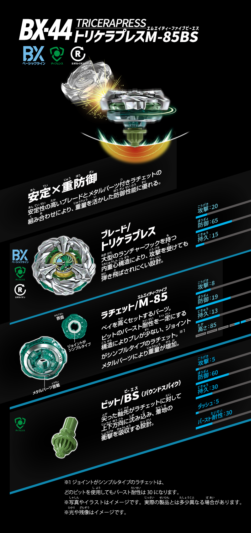 BX-44 ブースター トリケラプレスM-85BS｜｜製品情報｜BEYBLADE X