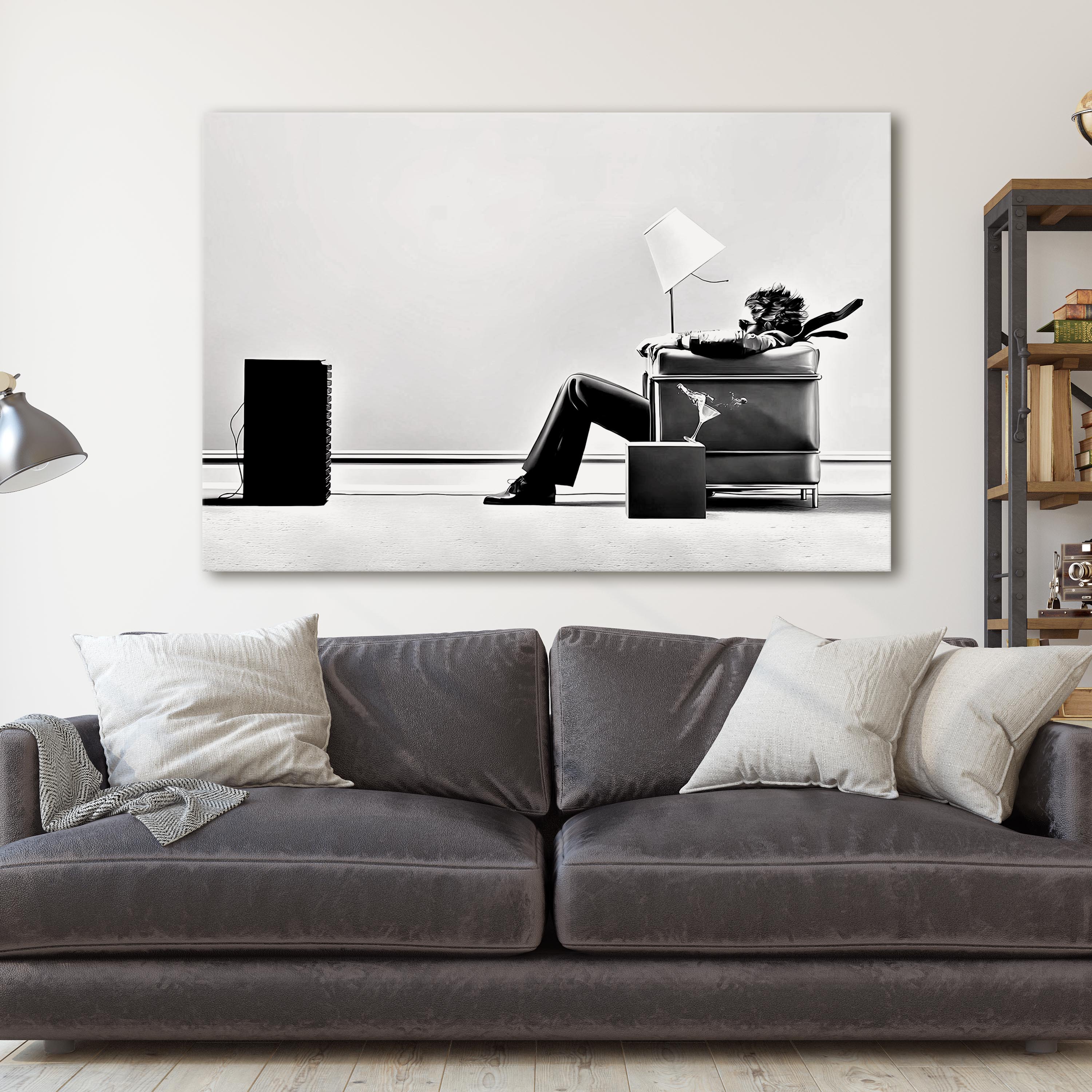 Blown-Away Guy | Maxell Ad 1979 by Steve Steigman Canvas Wall