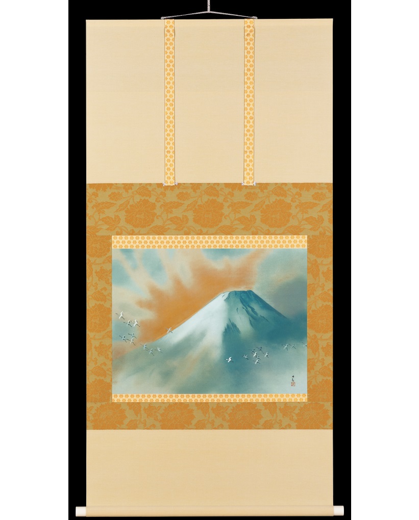 【KT1033】横山大観 富士 霊峰飛鶴 掛け軸 富士山 世界文化遺産 登録記念特別企画 横山大観 筆 霊峰飛鶴：I・E・I