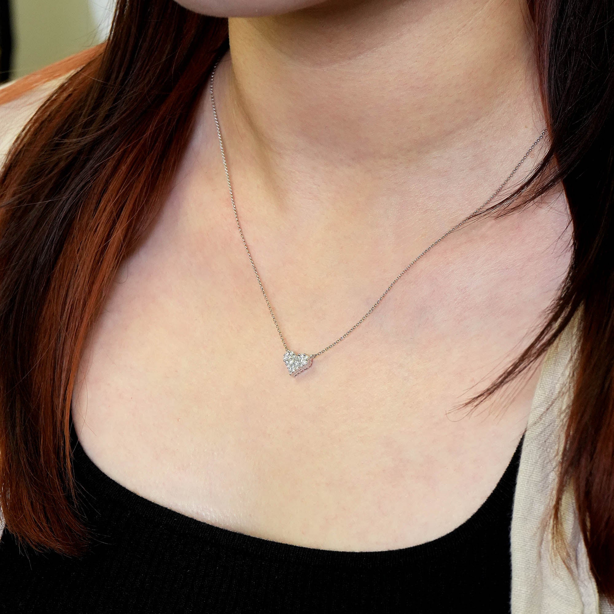 2WAYハートダイヤモンド＆サファイアネックレス – K18WG