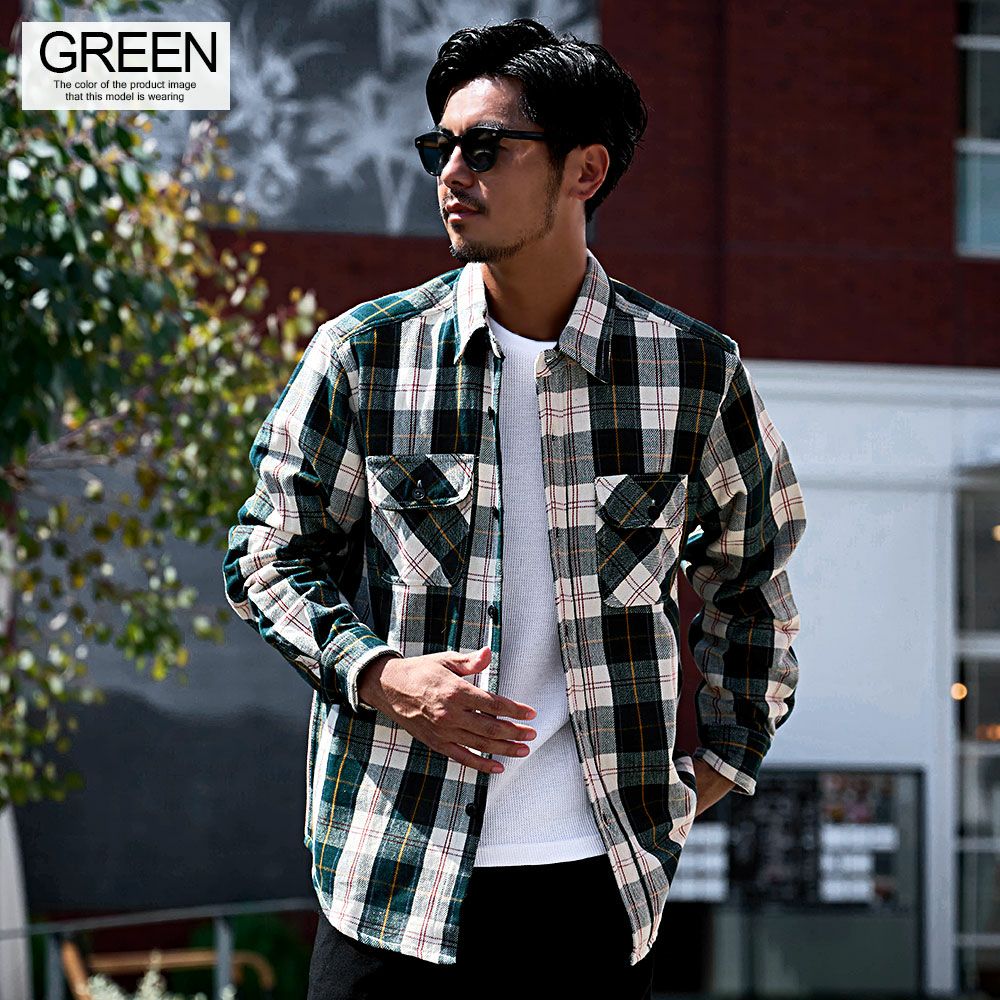 シャツ メンズ ALCARZA(アルカルザ)ヘビーフランネル長袖チェック