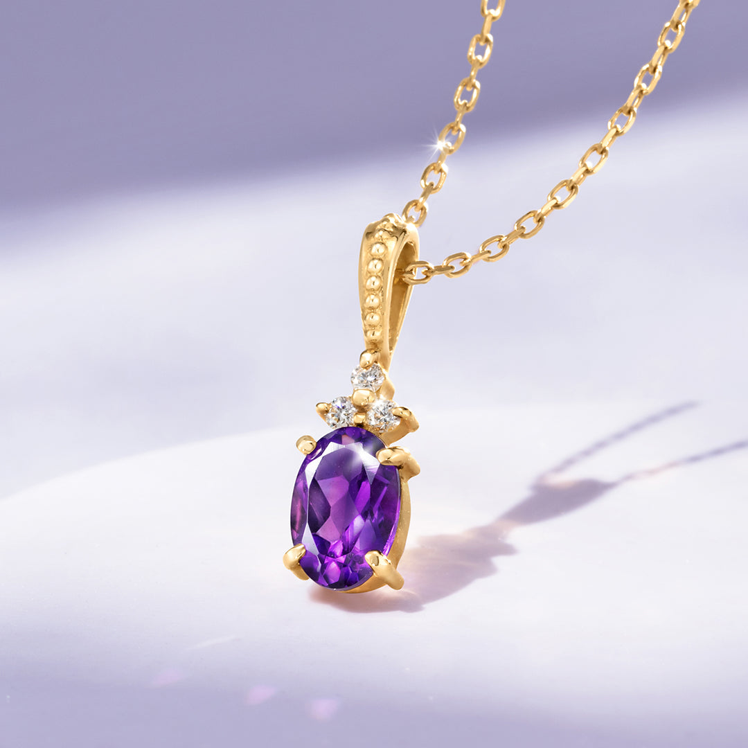 ビズー公式】 アメジスト オーバルカット ダイヤモンド K18(18金
