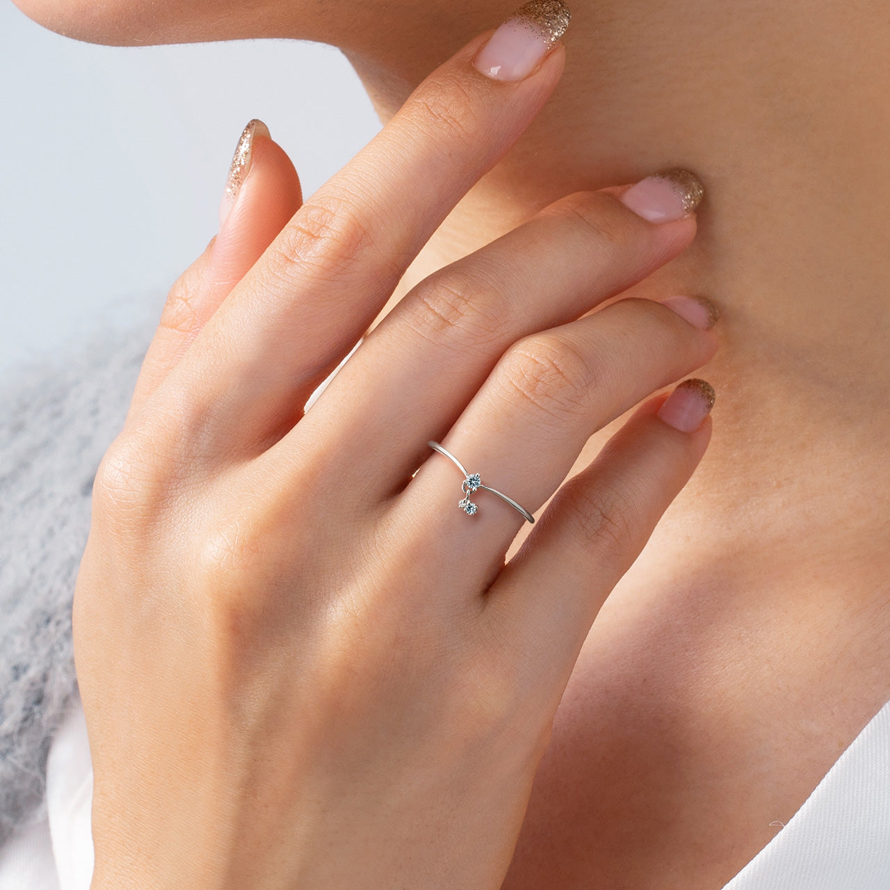 ブルーダイヤモンド(ラボグロウン) K18/K10/PTリング・トランジュS