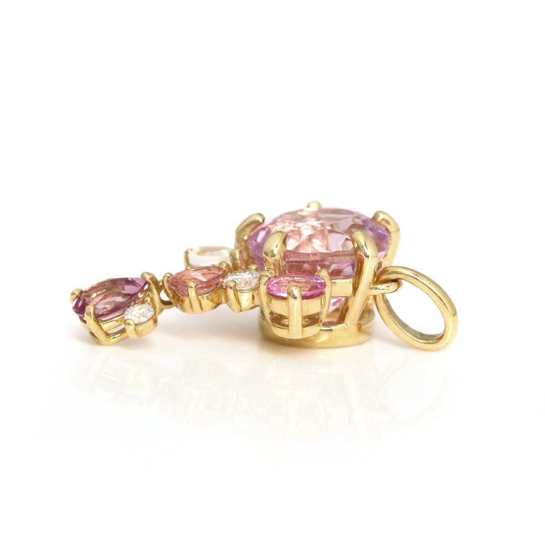 ビズー公式】クンツァイト×マルチカラージュエル K18/PTペンダント