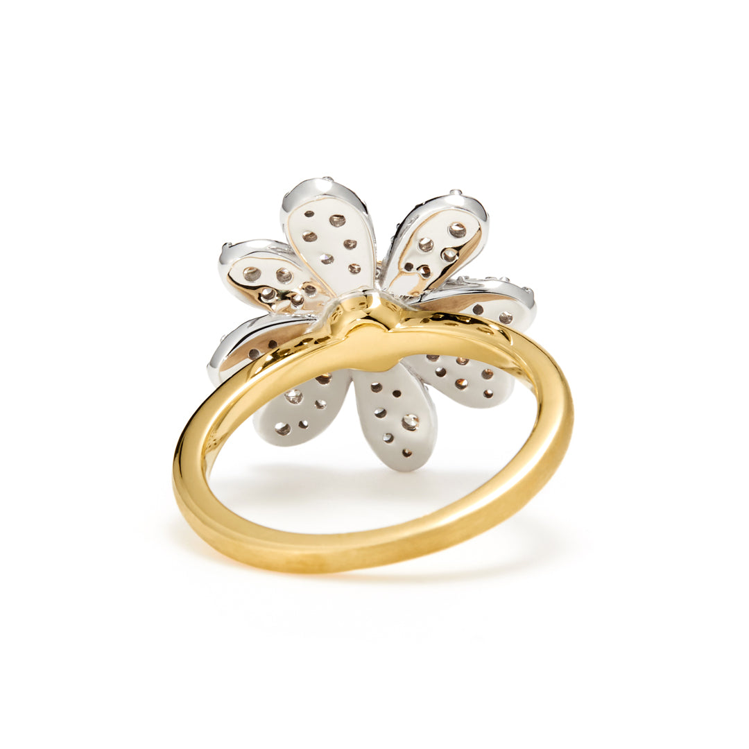 ダイヤモンド K18×PTピンキーリング・フルール