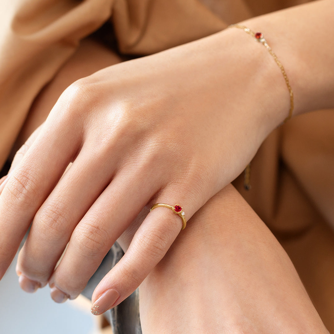 ルビー×ダイヤモンド×K10/K18/PTピンキーリング・リゼッテ