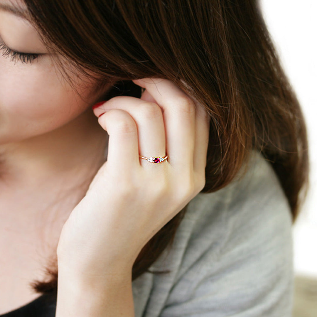 ビズー公式】ルビー ダイヤモンド K18(18金) リング フラヴィ | 希少石