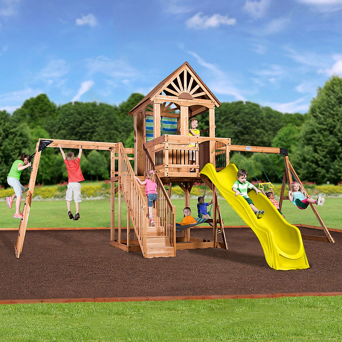 Backyard Discovery Venture Point Wooden Swing Set | BJ's Wholesale