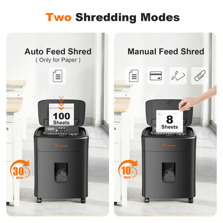 Bonsaii C231-D AutoFeed Shredder | 100-Sheet Auto-Feed & 8-Sheet Manua
