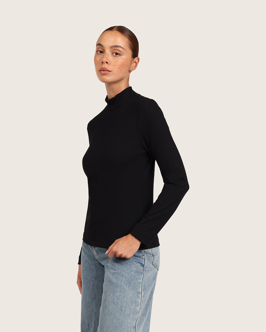 Women's Bamboo Ribbed Turtleneck Top in Black – Boody US
