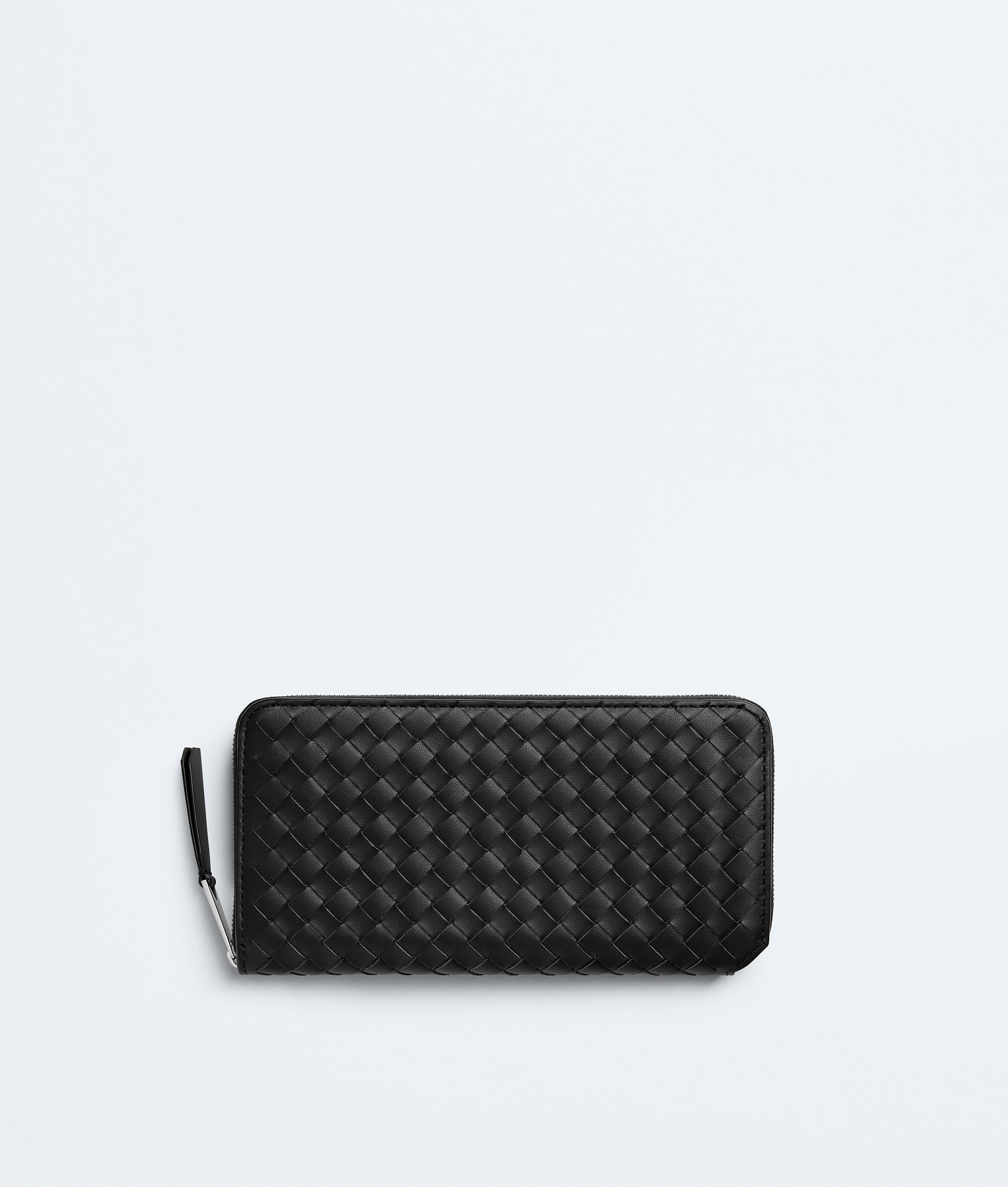 Men's Intrecciato Piccolo Zip Around Wallet in Black | Bottega