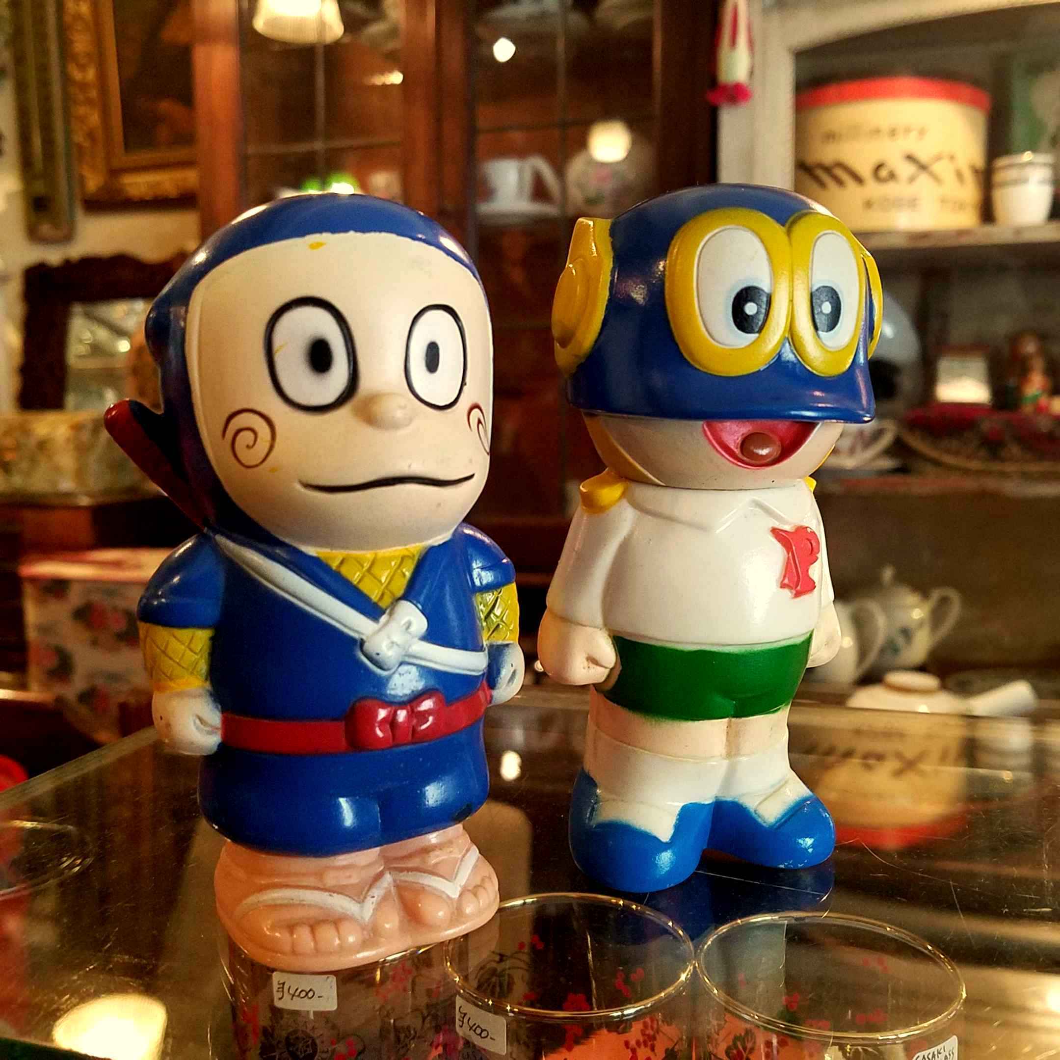 住友銀行のソフビ貯金箱(ソフビ人形) パーマン＆忍者ハットリくん