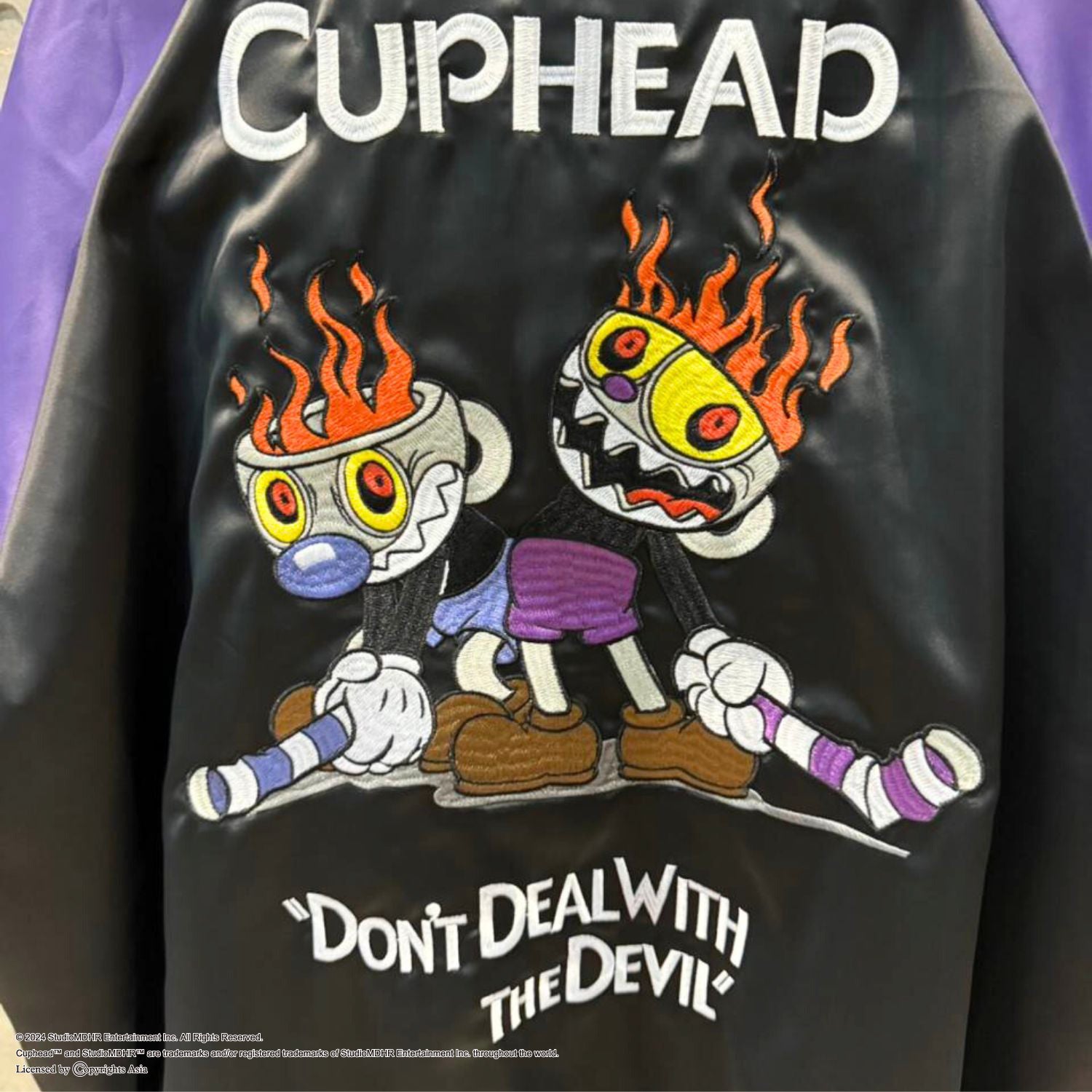 Cuphead スカジャン 黒と紫 CUPHEAD 【カップヘッド】 スカジャン