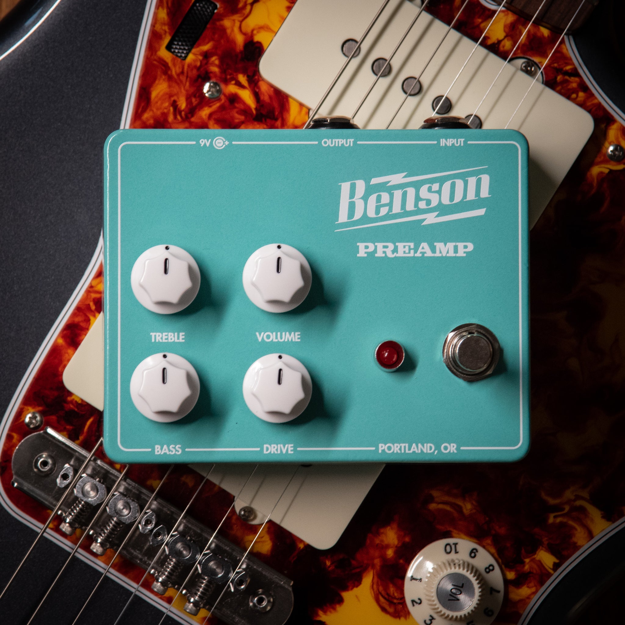 Benson Preamp Pedal Pearled Turquoise – Black Bobbin